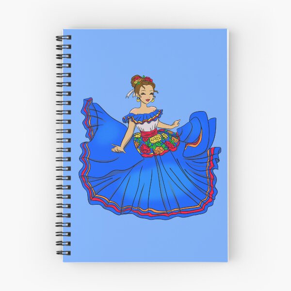 Item preview, Traditional Mexican Dancer Blue dress designed and sold by MarielaArtShop.