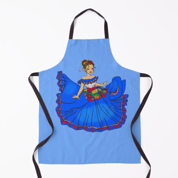 Item preview, Traditional Mexican Dancer Blue dress designed and sold by MarielaArtShop.