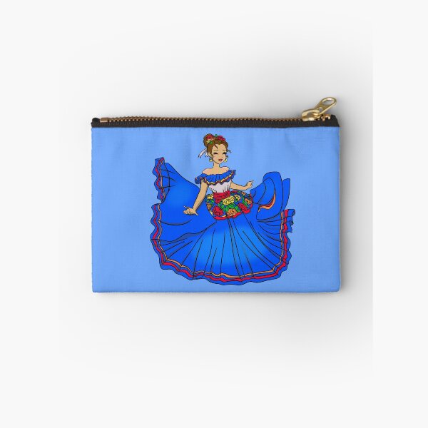 Item preview, Traditional Mexican Dancer Blue dress designed and sold by MarielaArtShop.