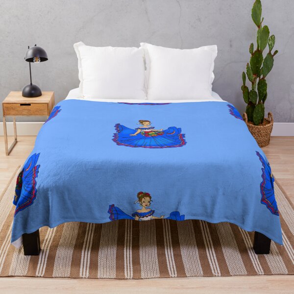 Item preview, Traditional Mexican Dancer Blue dress designed and sold by MarielaArtShop.