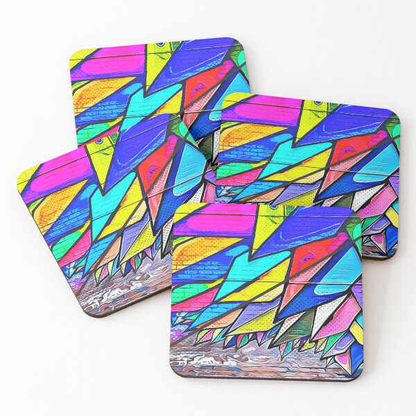 Item preview, Brick Wall Art Mural with Colorful Leaf Like Formations Cartoon Collage designed and sold by RyanCaudell.