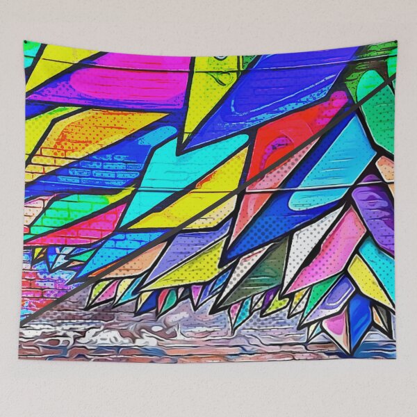 Item preview, Brick Wall Art Mural with Colorful Leaf Like Formations Cartoon Collage designed and sold by RyanCaudell.