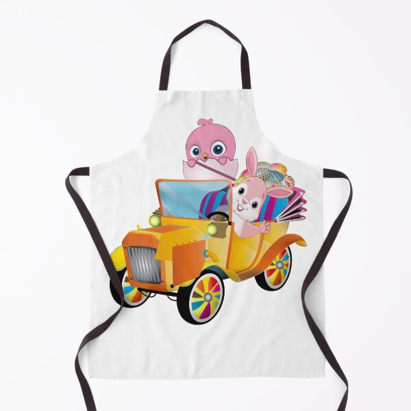 Item preview, Easter Bunny with Chick in vintage car designed and sold by S Quinn.