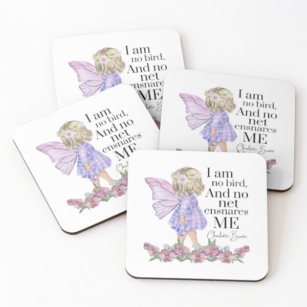 Item preview, I am no bird, and no net ensnares me quote by Charlotte Bronte featuring an adorable little fairy and floral design perfect for book lovers designed and sold by Auntieck.