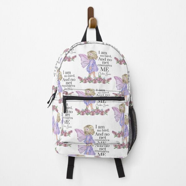 Item preview, I am no bird, and no net ensnares me quote by Charlotte Bronte featuring an adorable little fairy and floral design perfect for book lovers designed and sold by Auntieck.