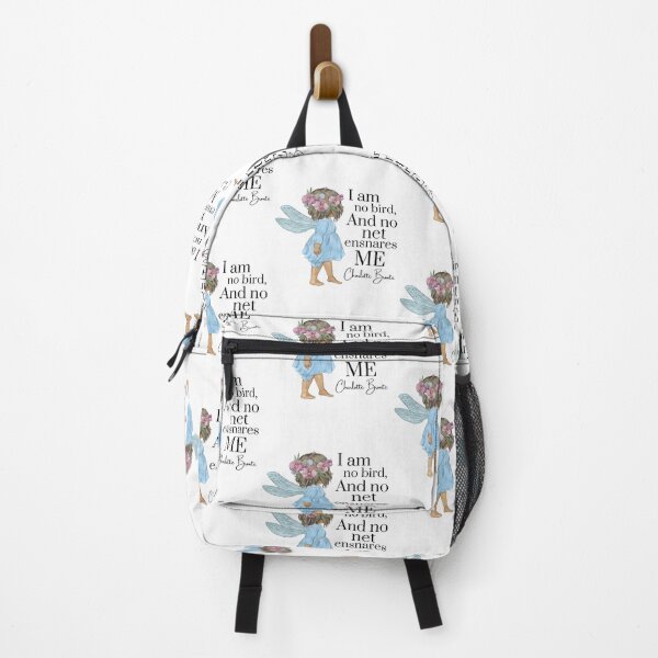 Item preview, I am no bird, and no net ensnares me quote by Charlotte Bronte featuring an adorable little fairy and floral design perfect for book lovers designed and sold by Auntieck.