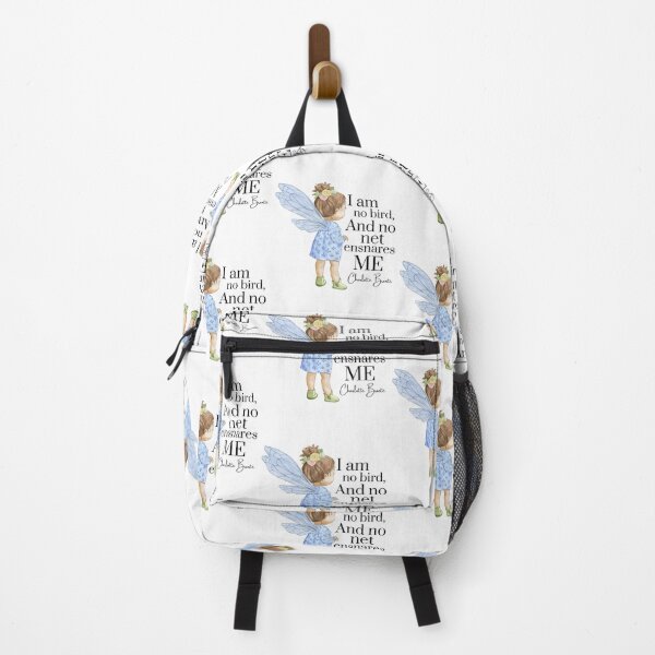 Item preview, I am no bird, and no net ensnares me quote by Charlotte Bronte featuring an adorable little fairy and floral design perfect for book lovers designed and sold by Auntieck.