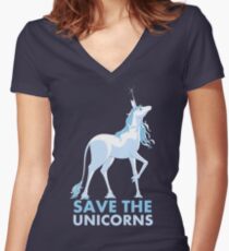 Save the Unicorns Fitted V-Neck T-Shirt