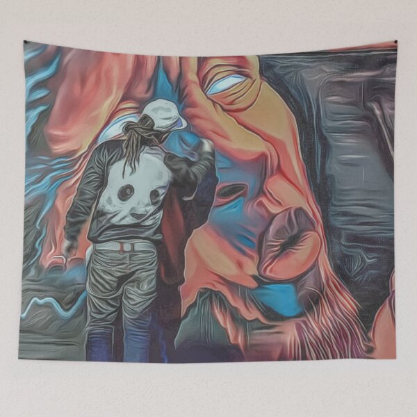 Item preview, Illustration of an Artist in Motion on Mural of a Man designed and sold by RyanCaudell.