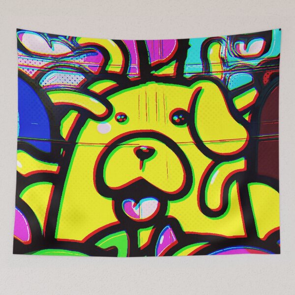 Item preview, Yellow Doodle Art Dog Graffiti Cellophane affects designed and sold by RyanCaudell.