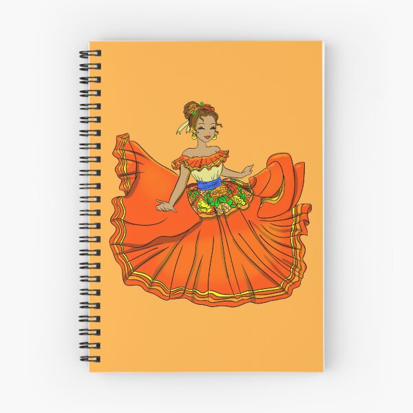 Item preview, Traditional Mexican Dancer Orange dress designed and sold by MarielaArtShop.
