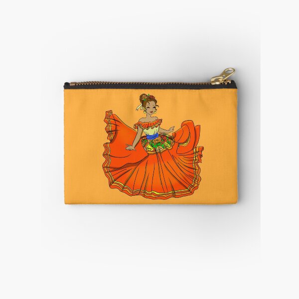 Item preview, Traditional Mexican Dancer Orange dress designed and sold by MarielaArtShop.