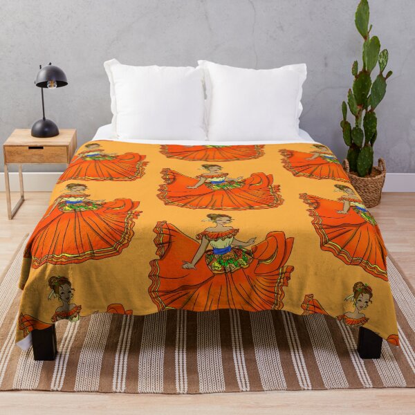 Item preview, Traditional Mexican Dancer Orange dress designed and sold by MarielaArtShop.