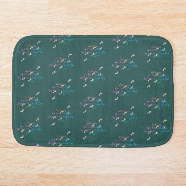 Item preview, A Journey of a Thousand Miles Pattern - Lao Tzu Quote - Footprints - Dark Gray Green Sage Background designed and sold by Woodsprite Creations Art Studio.