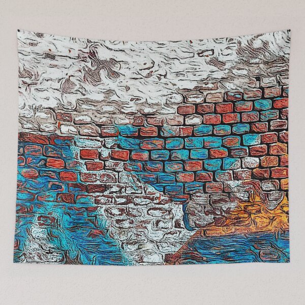 Item preview, Old Brick Wall with Washed Out Blue and White Urban Art designed and sold by RyanCaudell.
