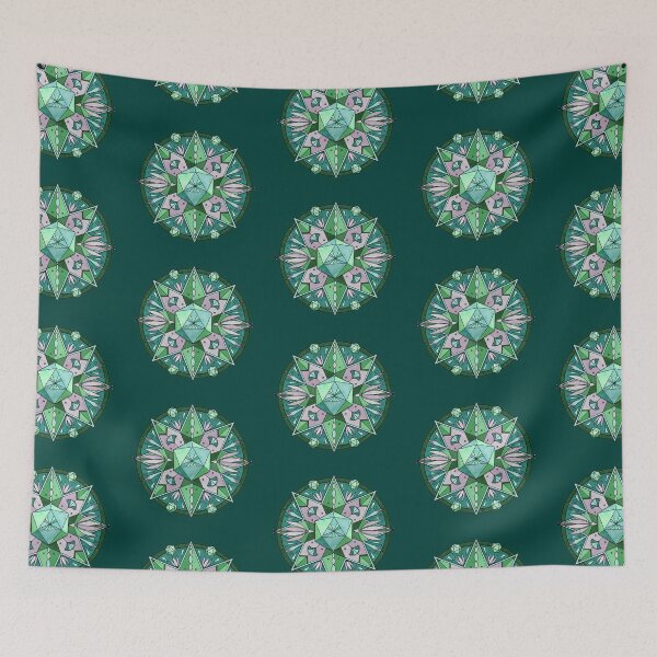 Item preview, Art Deco Style Dice Mandala-Blue-Green designed and sold by GrousyGirl.
