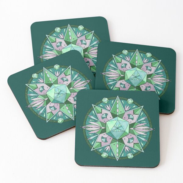 Item preview, Art Deco Style Dice Mandala-Blue-Green designed and sold by GrousyGirl.