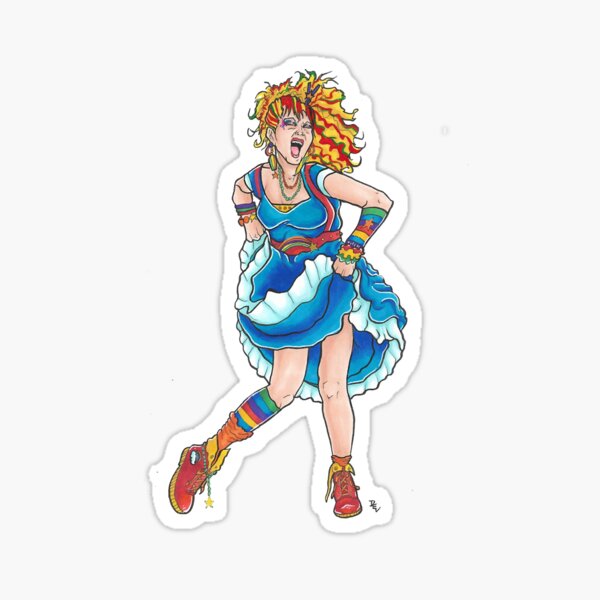 "Cyndi Lauper Rainbow Brite Mashup" Sticker by OliviaAlani Redbubble