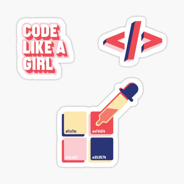 Code Like a Girl - Pack 2 (Red) Sticker