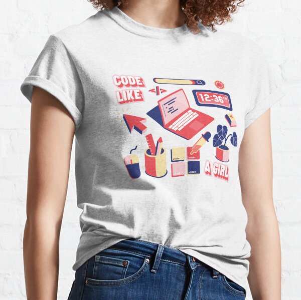 Code Like a Girl - Flat lay (red) Classic T-Shirt