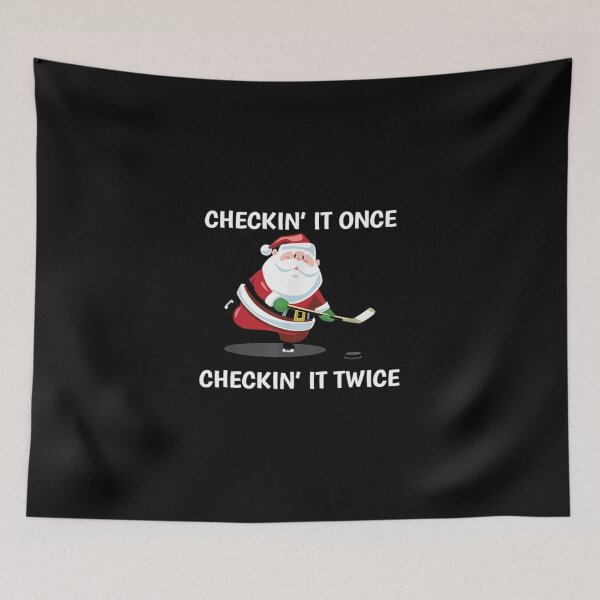 Item preview, Santa Playing Ice Hockey Checking It Once, Checking It Twice Classic T-Shirt designed and sold by amiyacunni.