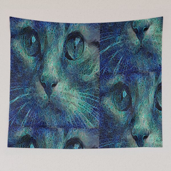 Item preview, Blue green cat Illustration premium design designed and sold by truemoneyman.