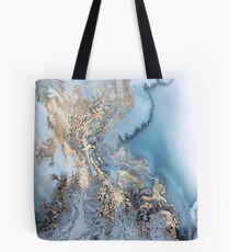 Blue Gold Marble Tote Bag