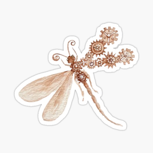 Steampunk inspired Dragonfly Sticker