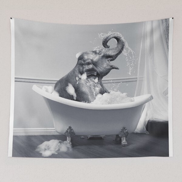 Item preview, Elephant Taking a Bath designed and sold by SurfolioPrints.