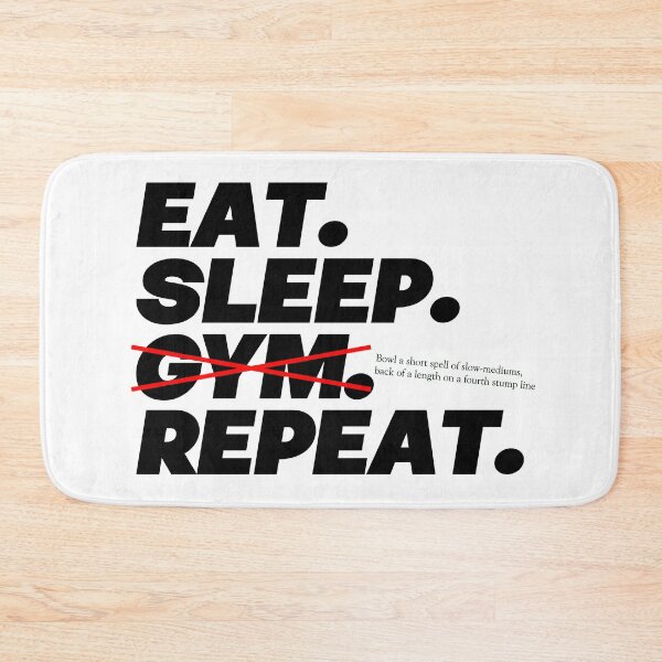 Item preview, EAT. SLEEP. Bowl a spell of slow-mediums. REPEAT - Black Text designed and sold by K*REG Tees.