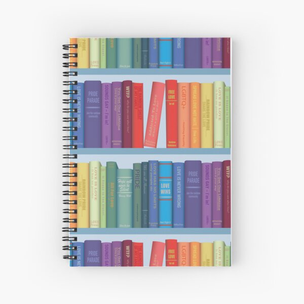 Rainbow Pride Bookshelves Spiral Notebook