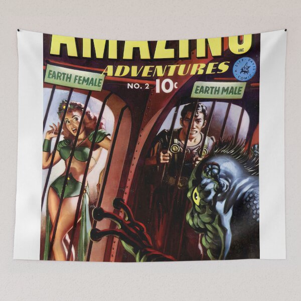 Item preview, Amazing Adventures No. 2 Portada de cómic retro vintage designed and sold by RetroCovers.