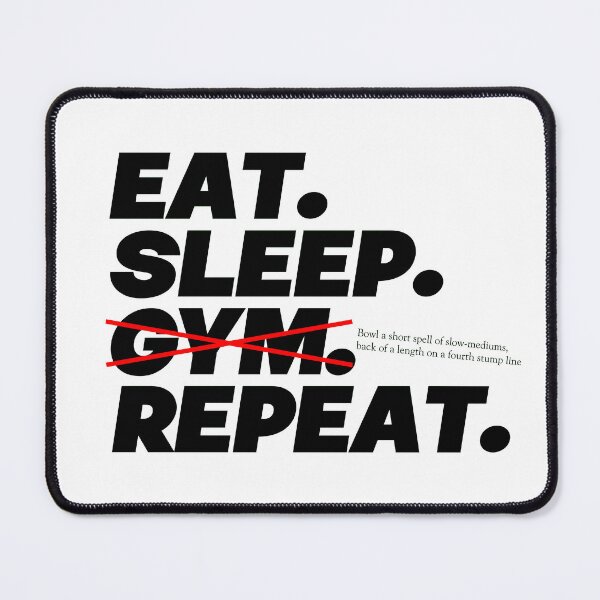 Item preview, EAT. SLEEP. Bowl a spell of slow-mediums. REPEAT - Black Text designed and sold by K*REG Tees.