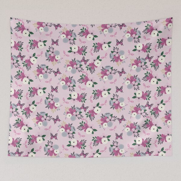 Item preview, Floral and butterfly pattern - Spring in pink designed and sold by FunnyChameleon.