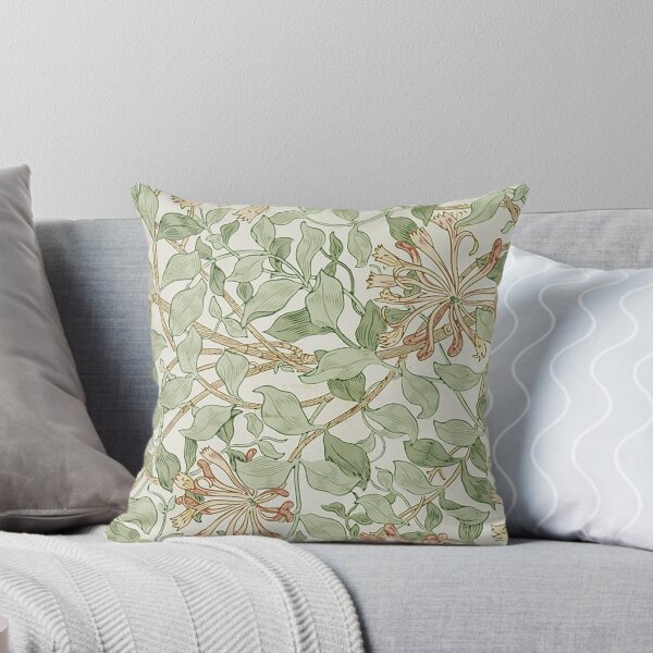 Aperçu de l'œuvre   William Morris motif chèvrefeuille vert et jaune feuilles florales Vintage-dessins botaniques victoriens, créée et vendue par Tamas Das.