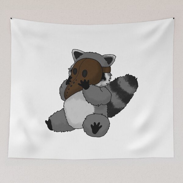 Item preview, Raccoon wearing a plague mask  designed and sold by DoesArtAndStuff.