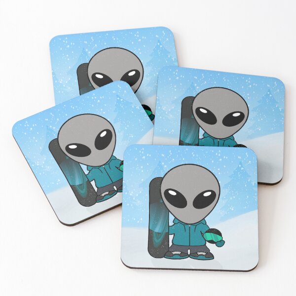Item preview, Gray Alien in Snow With Snowboard designed and sold by SpaceAlienTees.