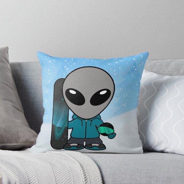 Item preview, Gray Alien in Snow With Snowboard designed and sold by SpaceAlienTees.