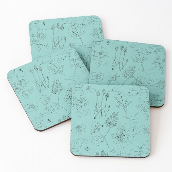 Item preview, Field flowers turquoise background designed and sold by by Mònica Roca.