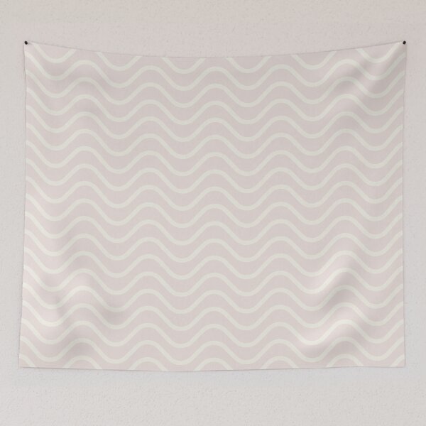 Item preview, Patrón de rayas horizontales en zigzag de ondas en rosa pastel y blanco antiguo designed and sold by HiddenPuppets.