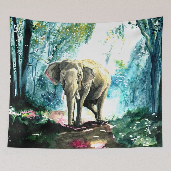 Item preview, Elephant in the forest with sunlight on his back designed and sold by CharisCreations.