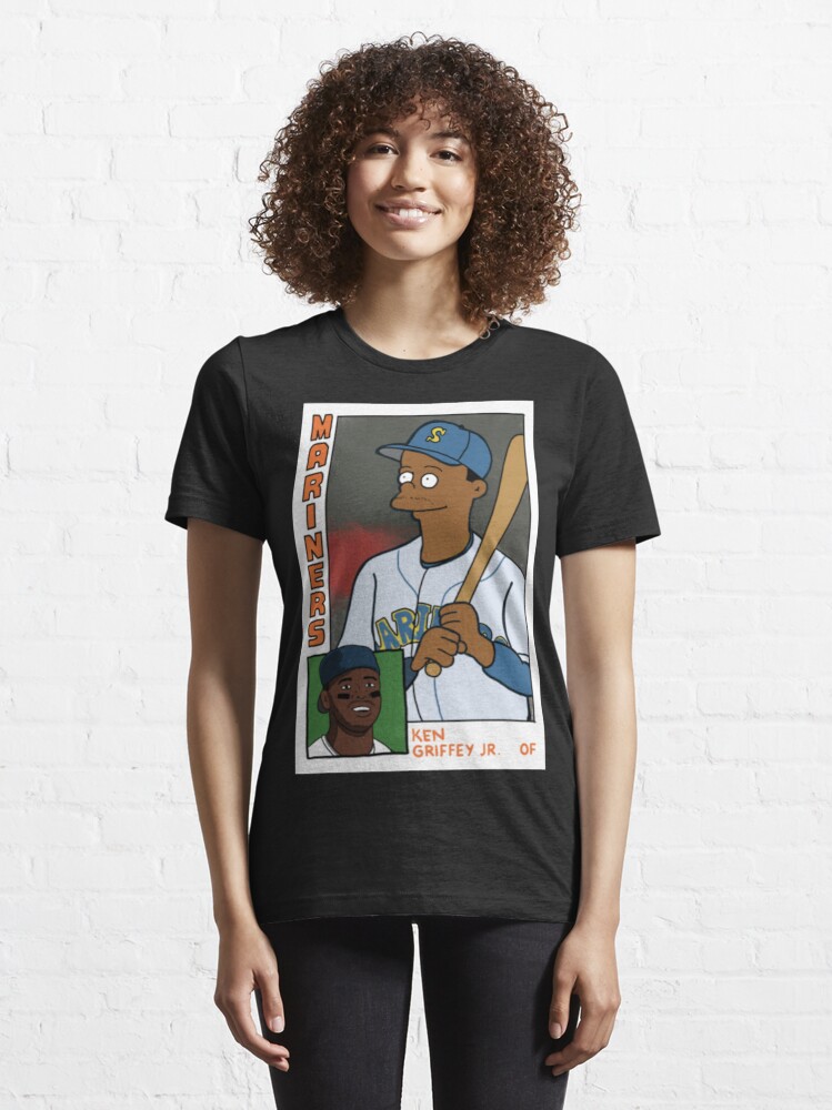 cousscards Homer at The Bat - Ken Griffey Jr. Simpsons Parody Baseball Card Tee T-Shirt