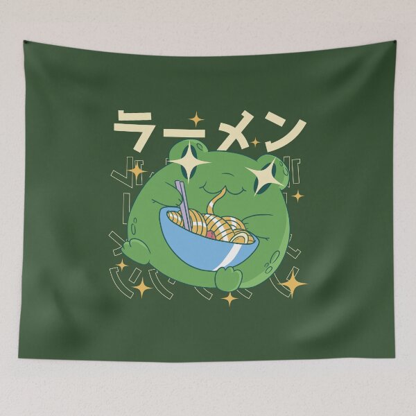 Item preview, Japanese frog eats ramen noodles designed and sold by DerSenat.
