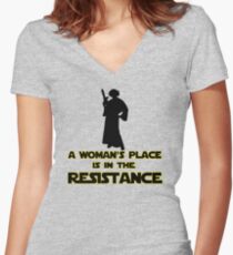 A Woman's Place Is In The Resistance 2 Women's Fitted V-Neck T-Shirt