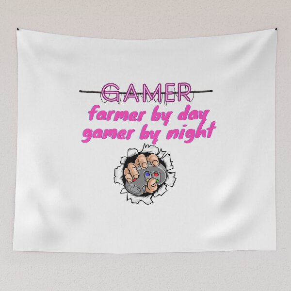 Item preview, farmer by day gamer by night designed and sold by ShopClic.