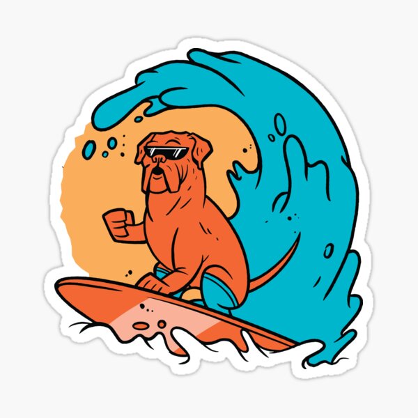 Dog surfing on wave, Pet, Travel, Animal, Surf, Beachy Sticker