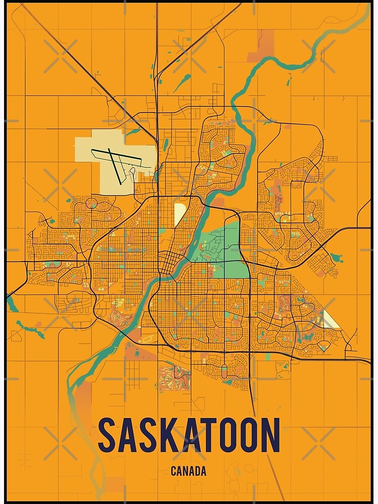 "Saskatoon city map printable Art deco and Wall art" Poster by