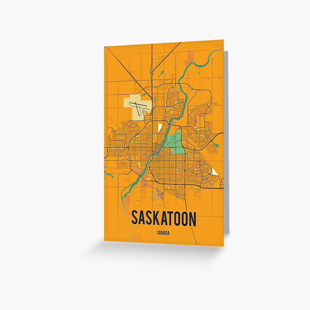 "Saskatoon city map printable Art deco and Wall art" Greeting Card by