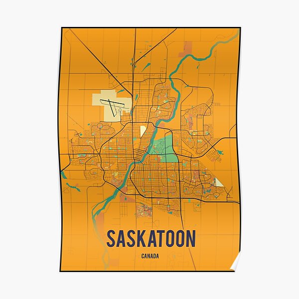 "Saskatoon city map printable Art deco and Wall art" Poster by