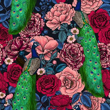 Artwork thumbnail, Peacocks in the rose garden by Katerina Mitkova Kirilova